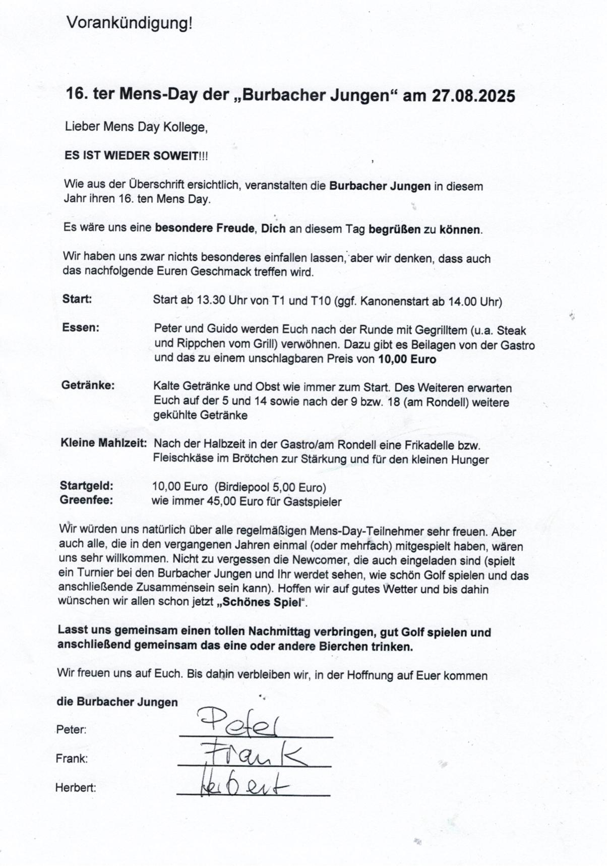 Mens Day 27.08. 1